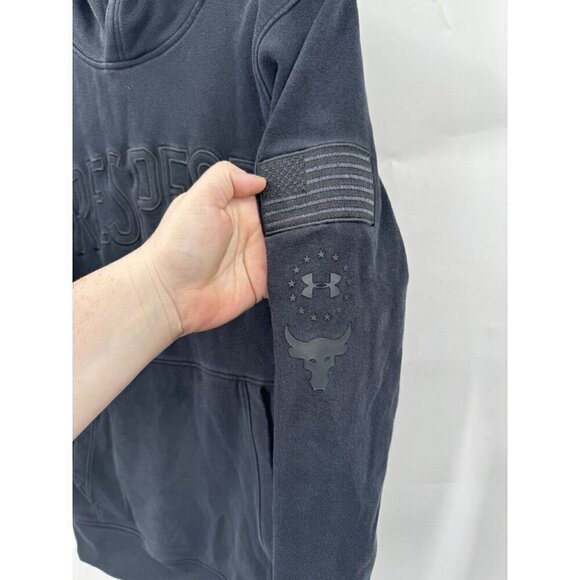 Under Armour Project Rock Respect Hooded Sweatshirt Men Small Black Hoodie - Picture 10 of 10